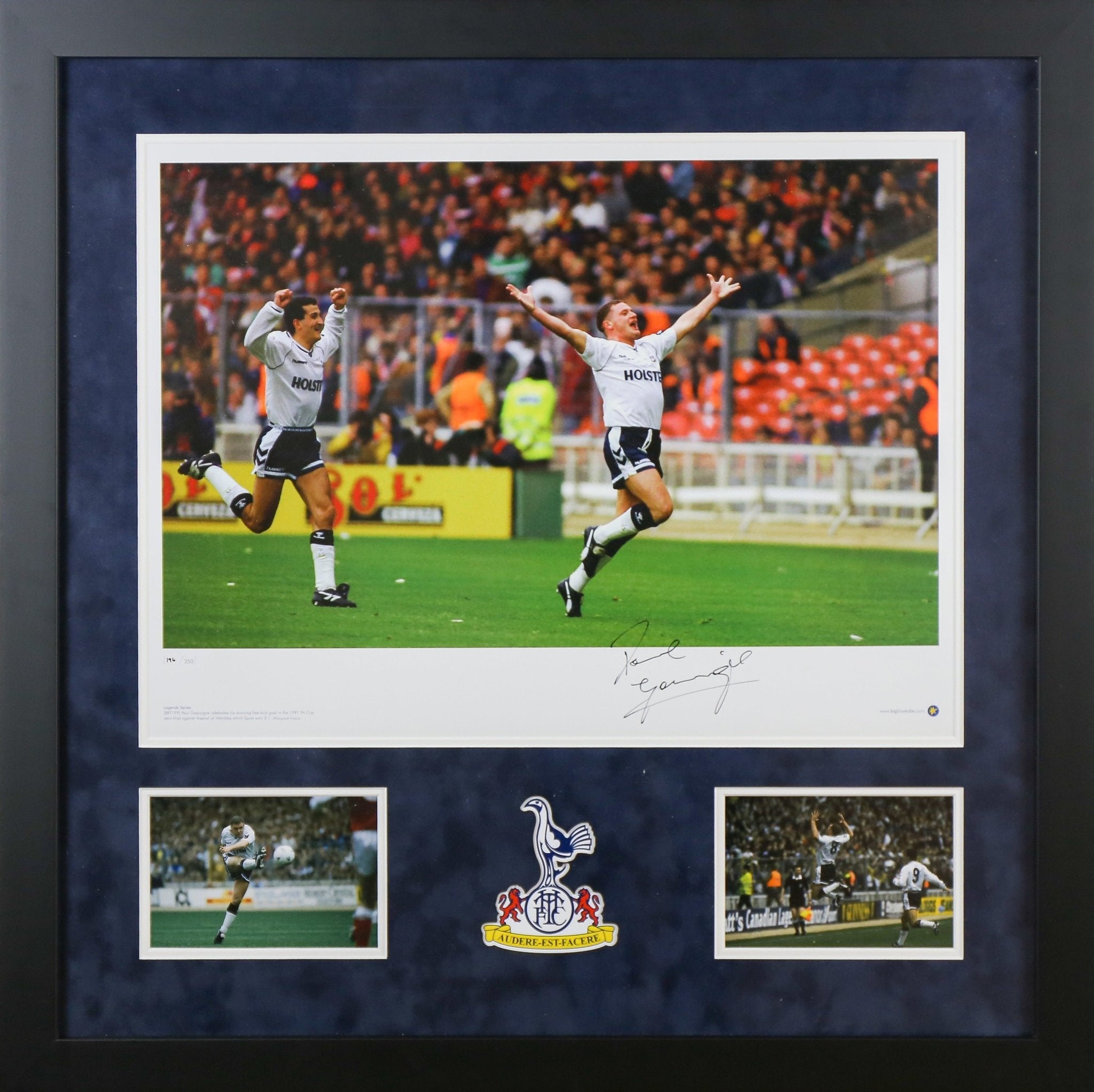 Paul Gascoigne Singed Spurs Limited Edition Photograph of 250 Framed Display - Memorabilia Framers Shop